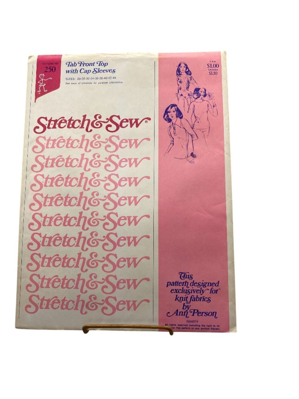 UNCUT Vintage Sewing PATTERN Stretch and Sew 250 by Ann Person, Ladies 1974 Tab